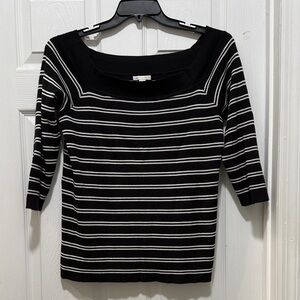 Cato Black and White Off-the-Shoulder Sweater